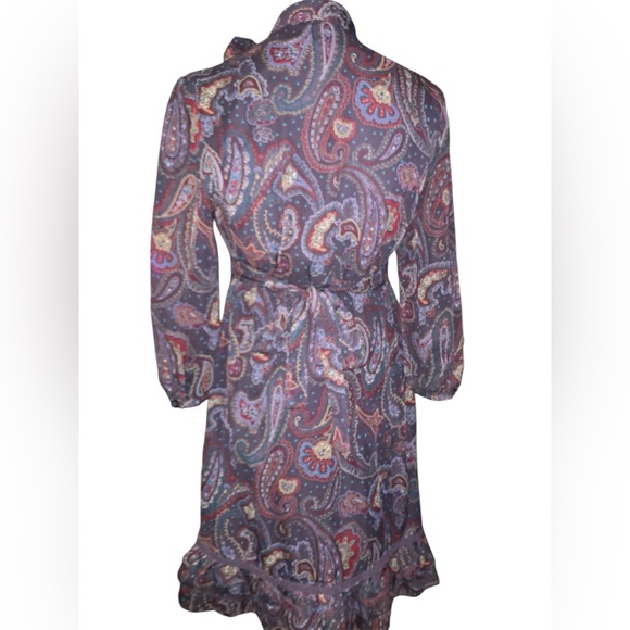 Rare vintage Dunnes Elegant Paisley neck bow dainty 70s style feminine dress 10 - Picture 3 of 11